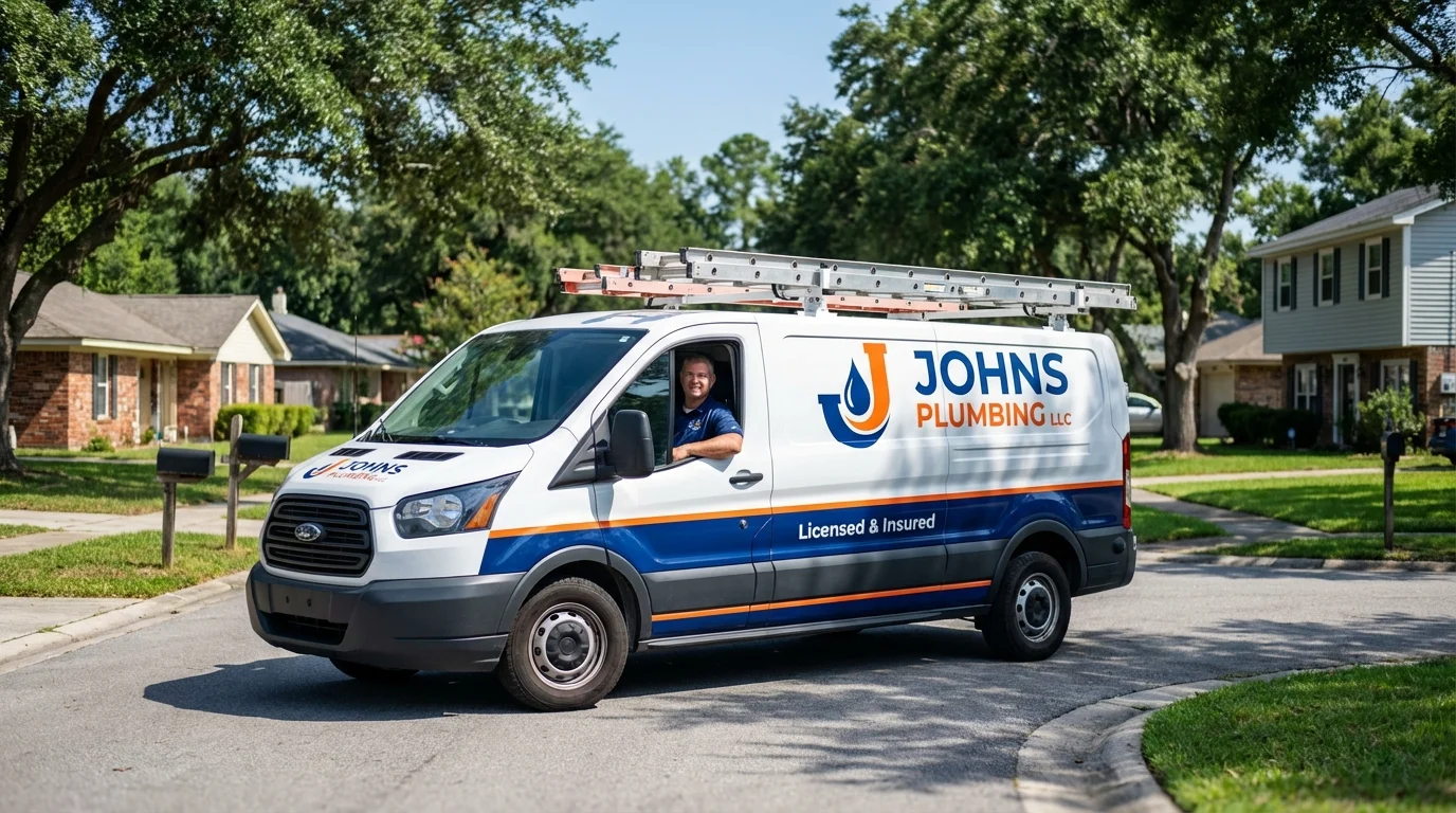 Johns Plumbing LLC service van in Frankfort, IL